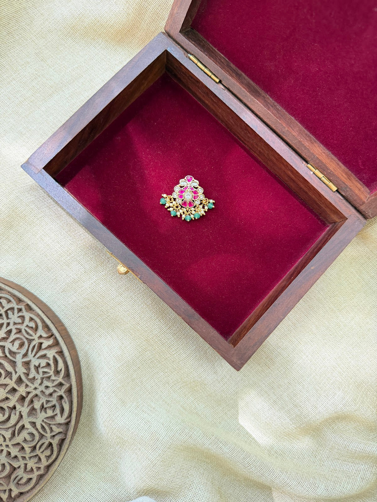 Ruby and White Elegant Jadau Kundan Hair Pin HA414