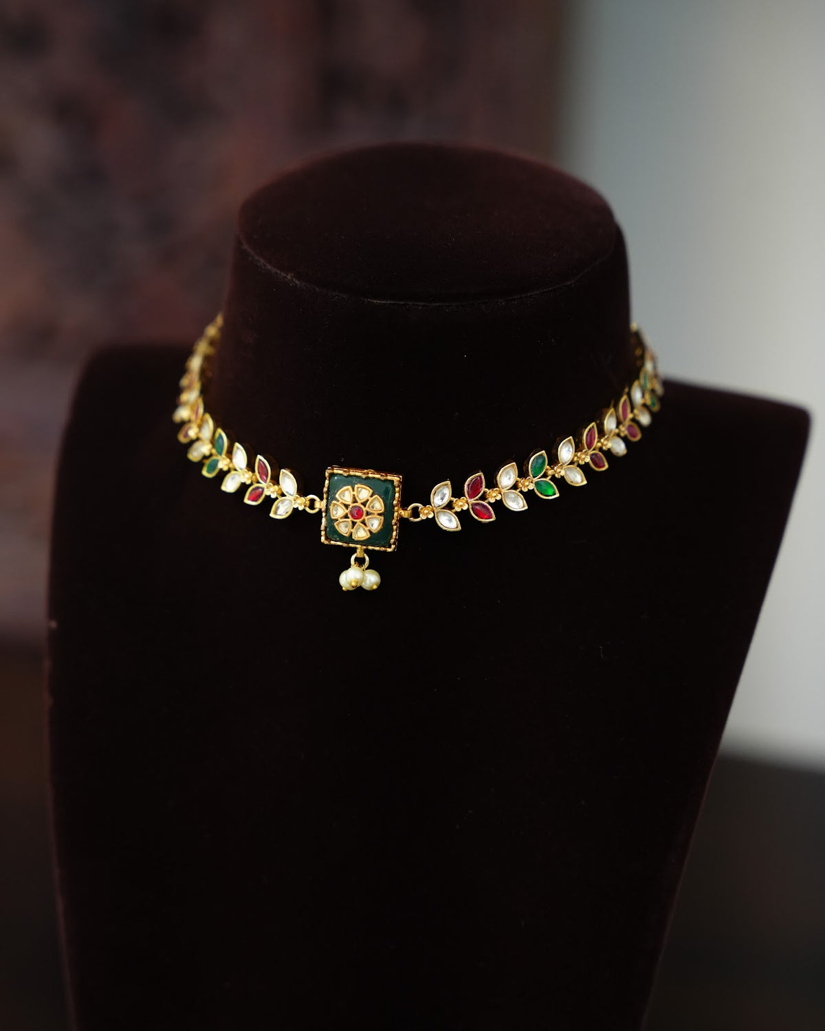 Kundan Floral Statement Choker with Earrings | Handmade Gold Plated | NC903