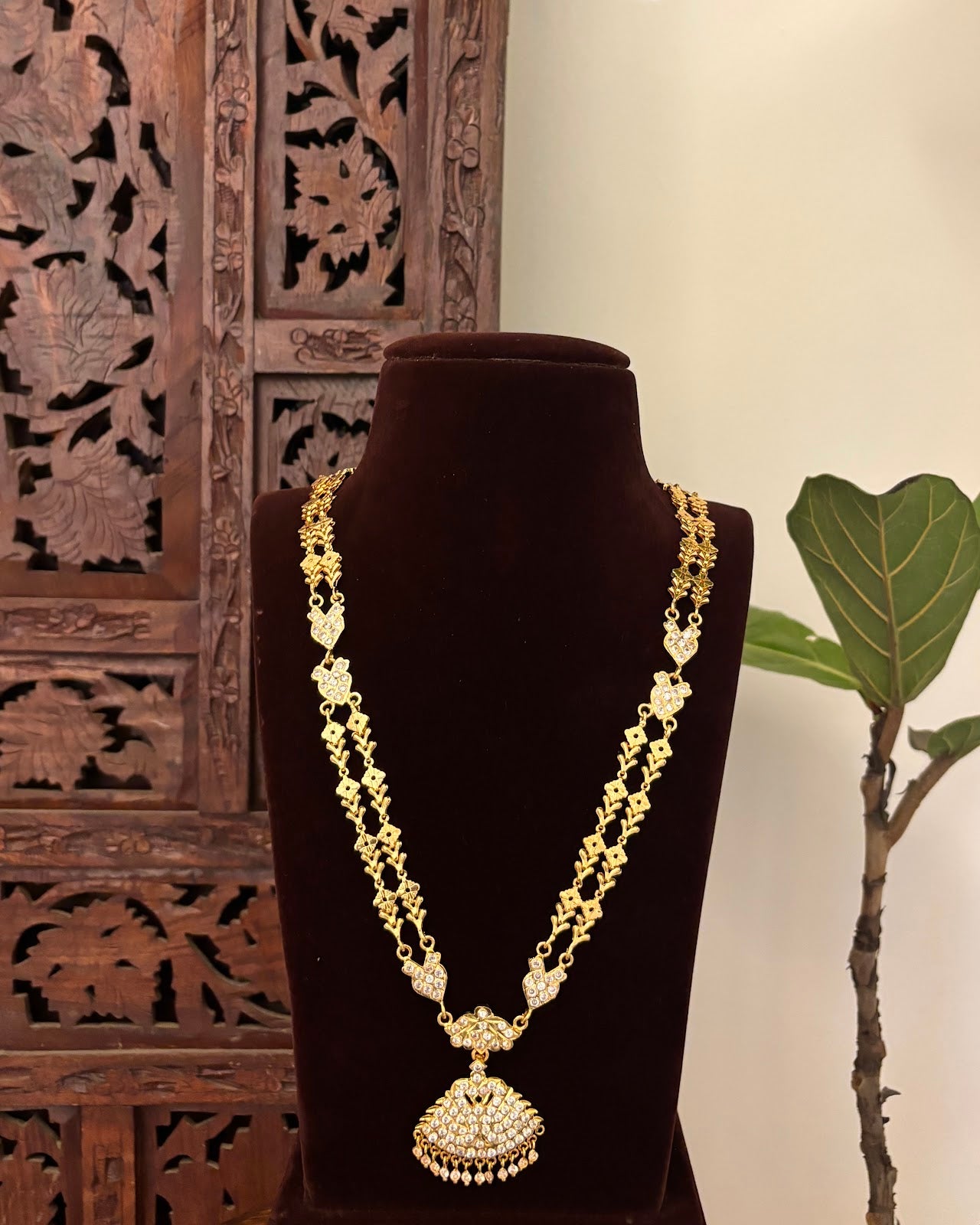 Vintage Double Layer Haram | White | Handmade Gold Tone | NC771