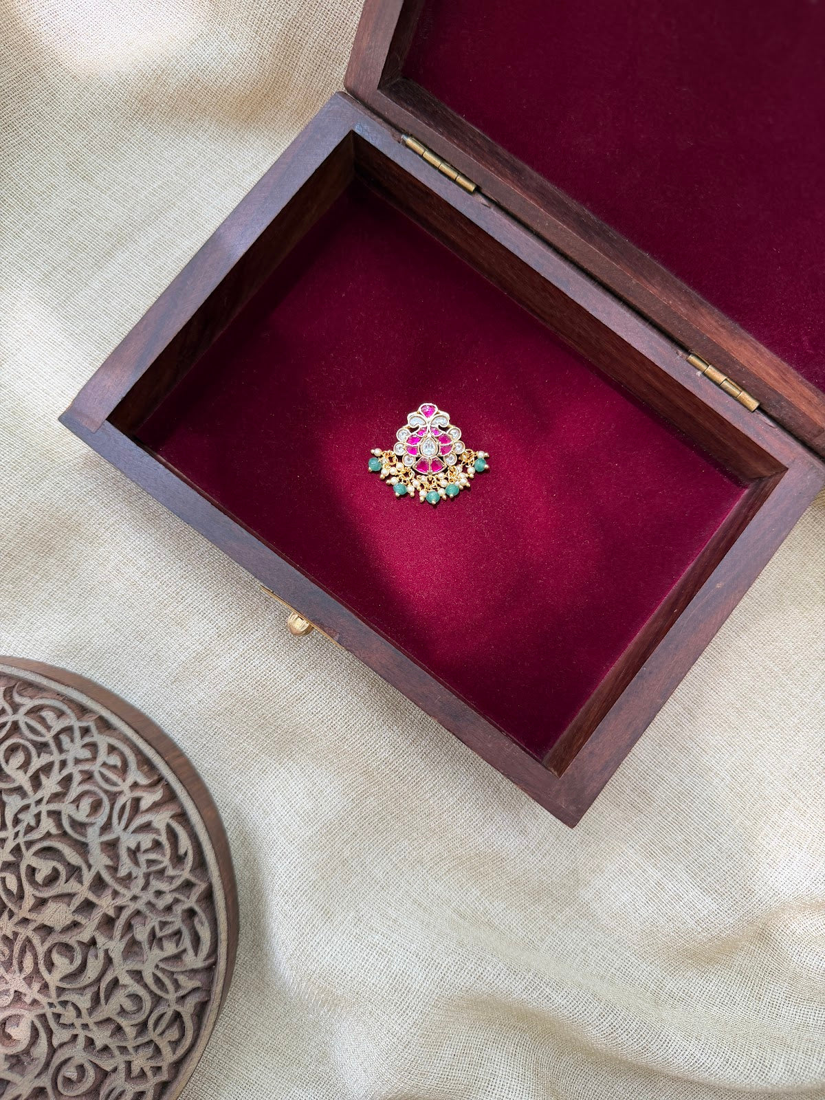Ruby and White Elegant Jadau Kundan Hair Pin HA414