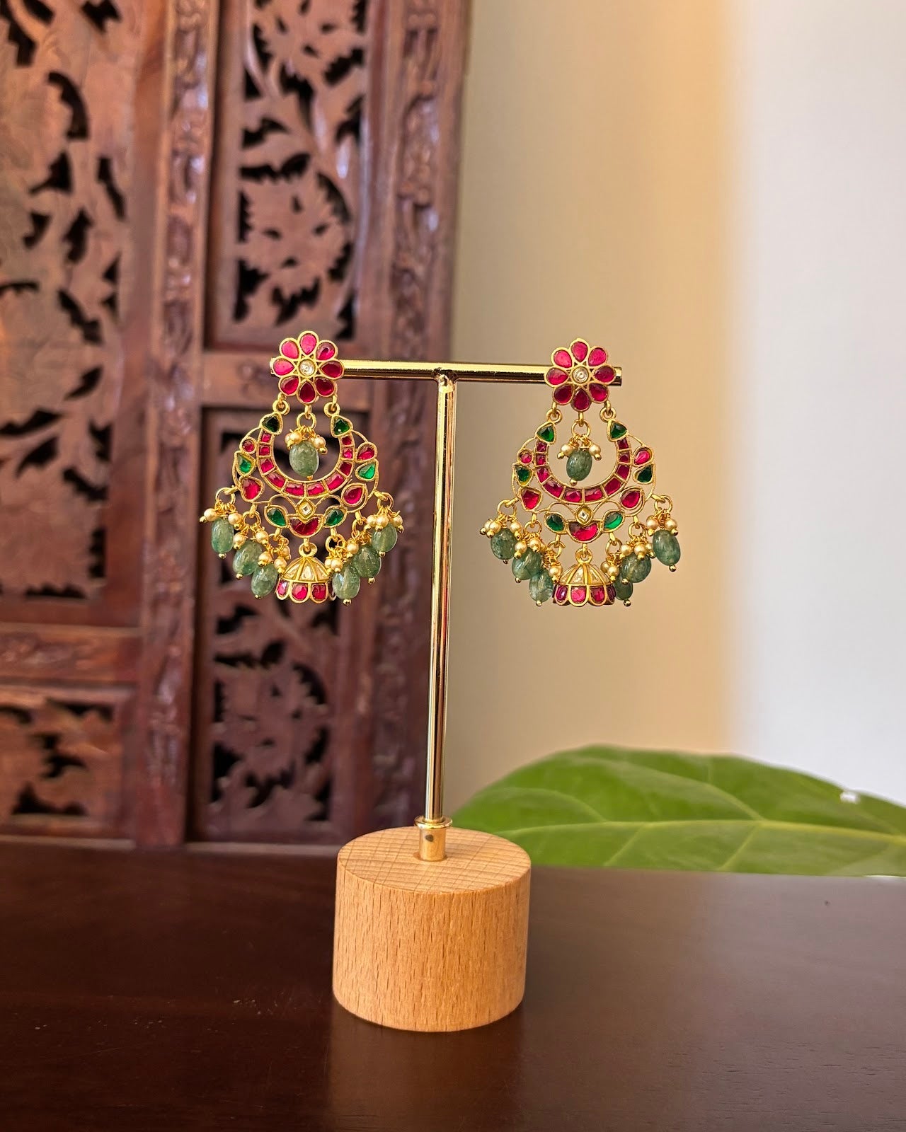 Floral Bloom Jadau Kundan Jhumkas | Handmade Gold Plated | ER486