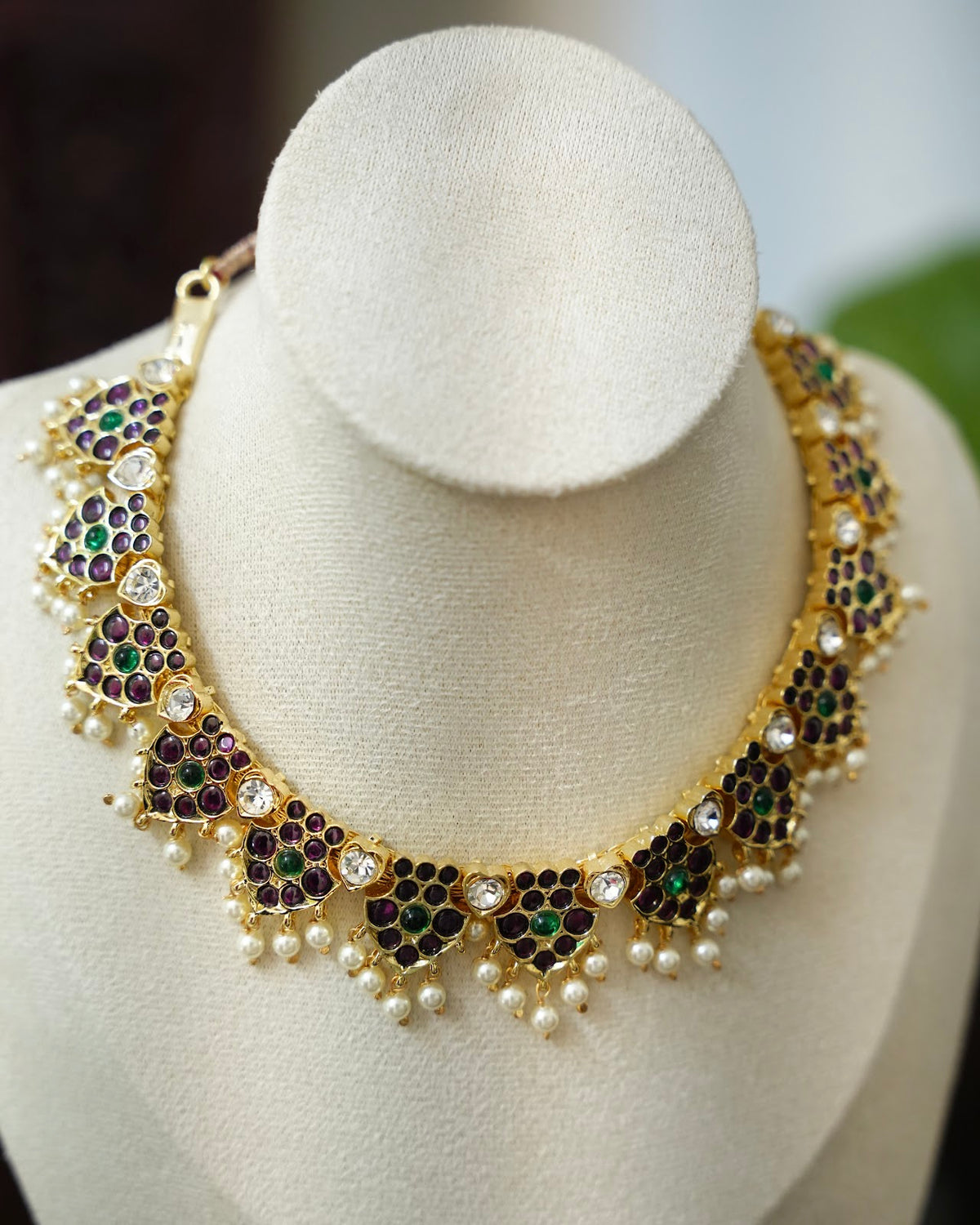 Vintage Classic Kemp Stone Choker | Handmade Gold Tone | NC916