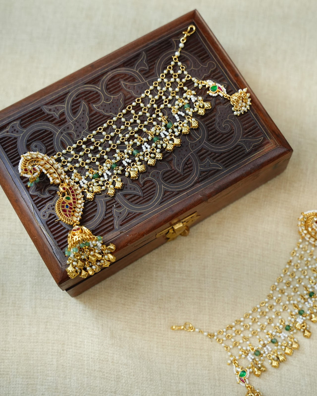 Peacock Statement Multicolor Jhumkas with Ear Chain | Handmade Gold Plated | ER513