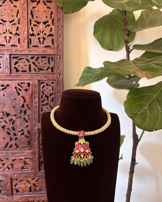 Kanti Pearl Necklace with Peacock Jadau Pendant | Handmade Gold Plated | NC827