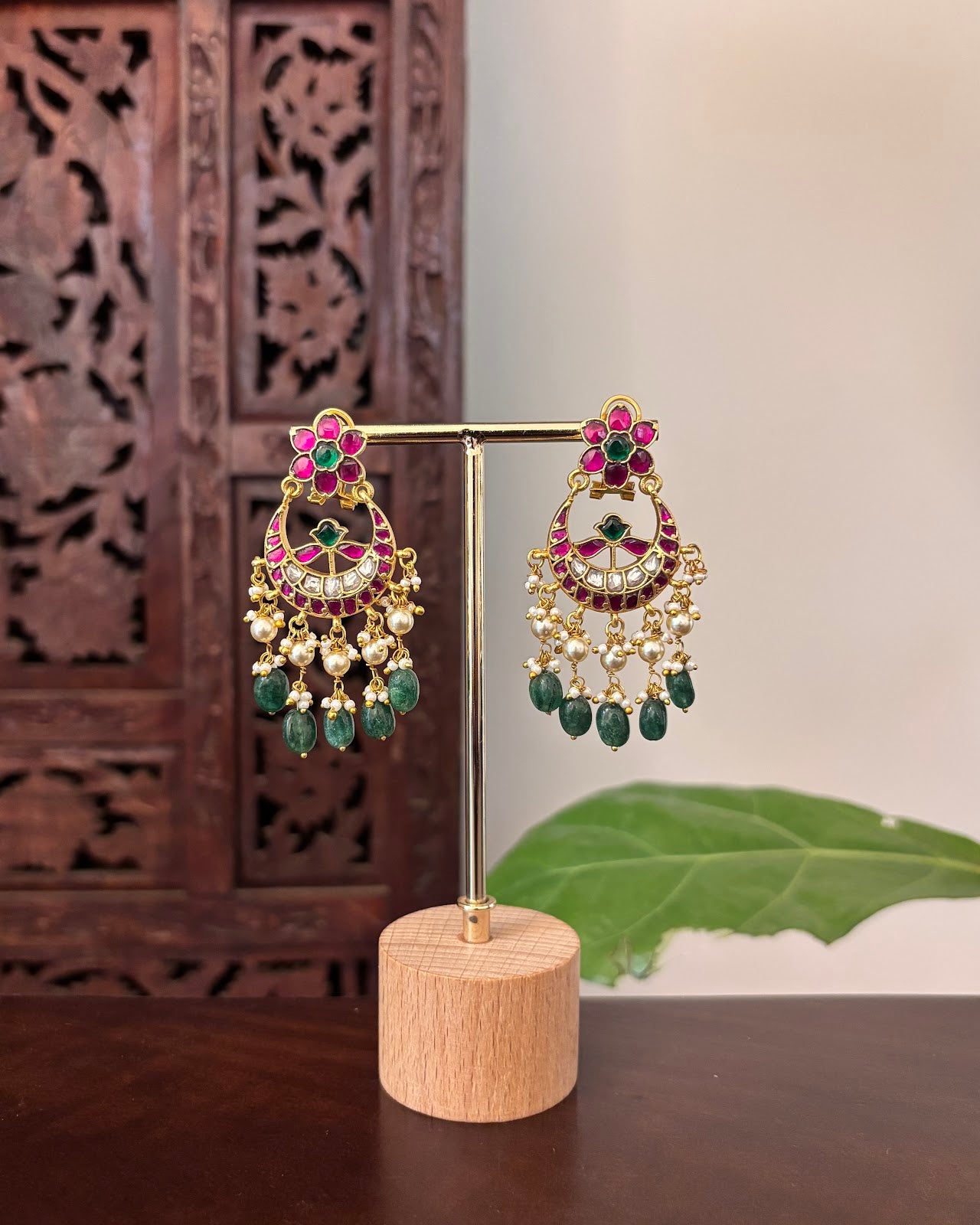 Floral Multicolor Jadau Kundan Earrings | Handmade Gold Plated | ER470