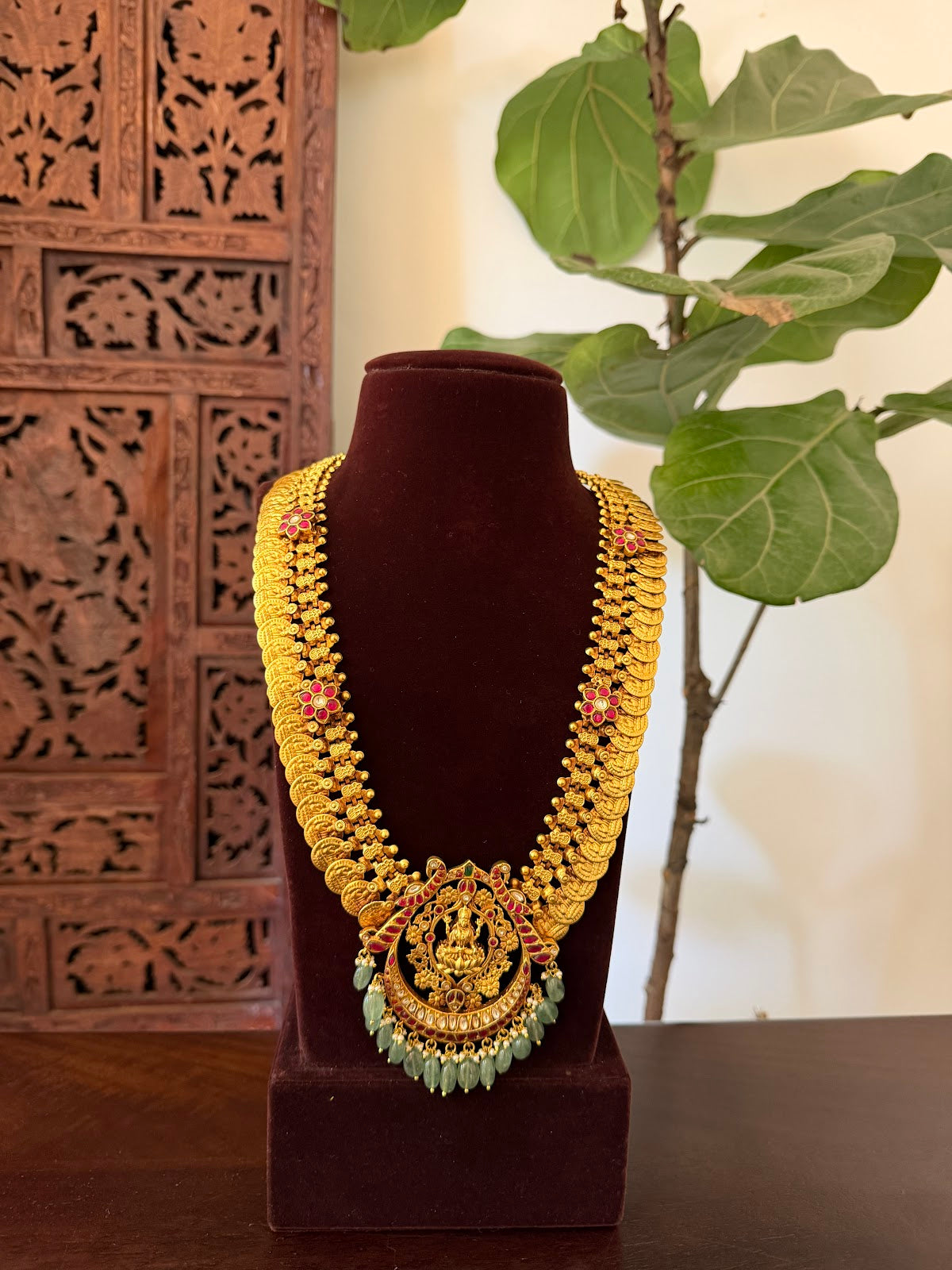 Royal Lakshmi Kaasu Necklace | Heritage-Inspired Handmade Gold Plated | NC830