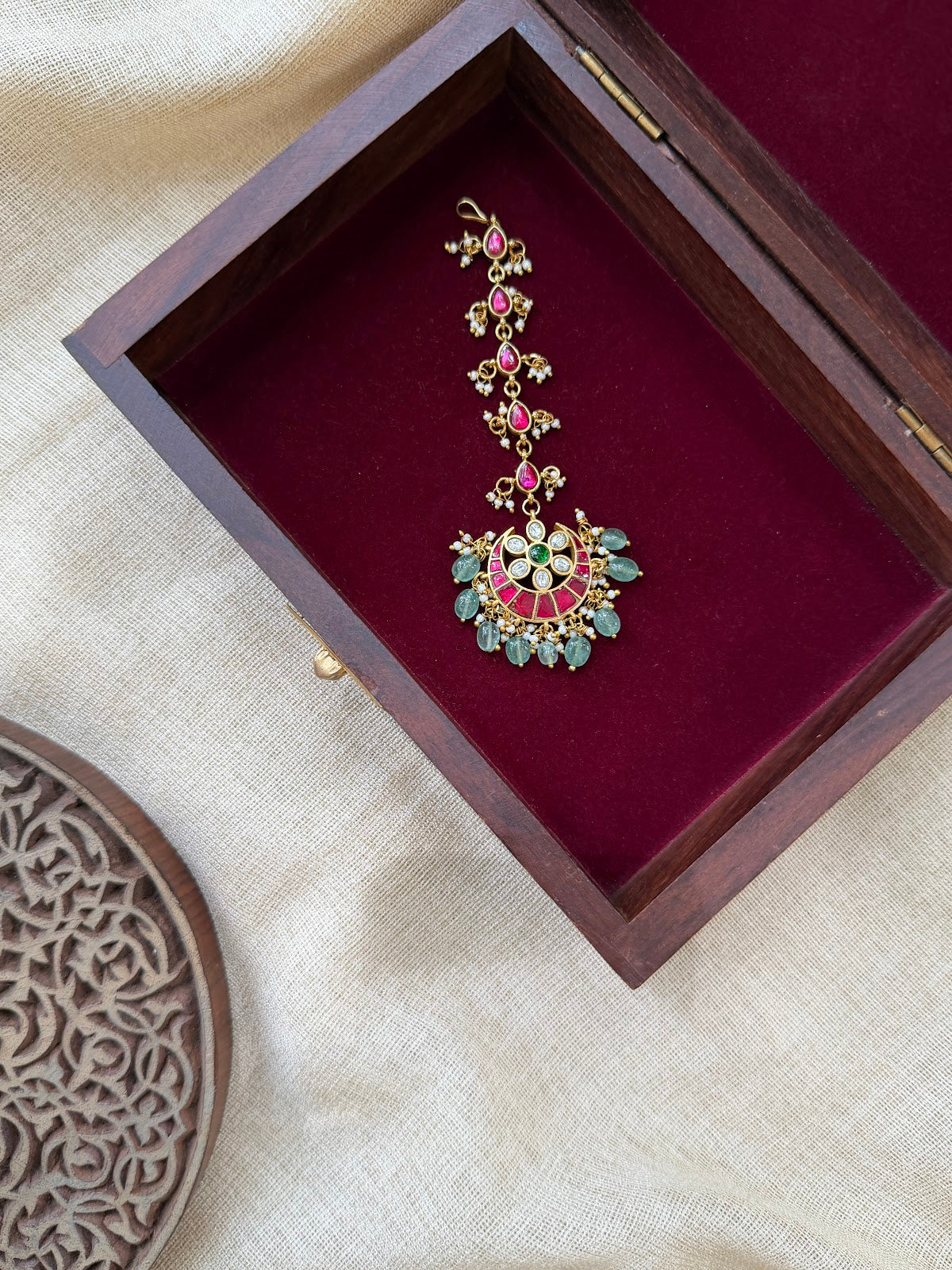Regal Jadau Kundan Maang Tikka | Handmade Gold Plated | MT370