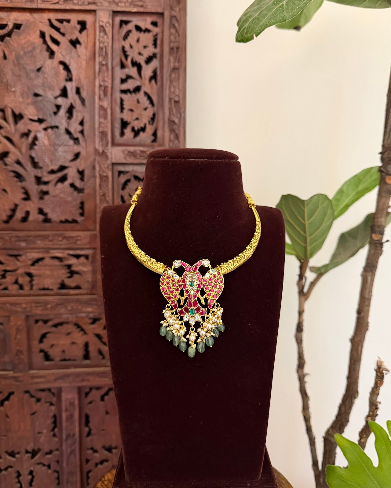 Gandaberunda Hasli Jadau Kundan Necklace | Handmade Gold Plated | NC766