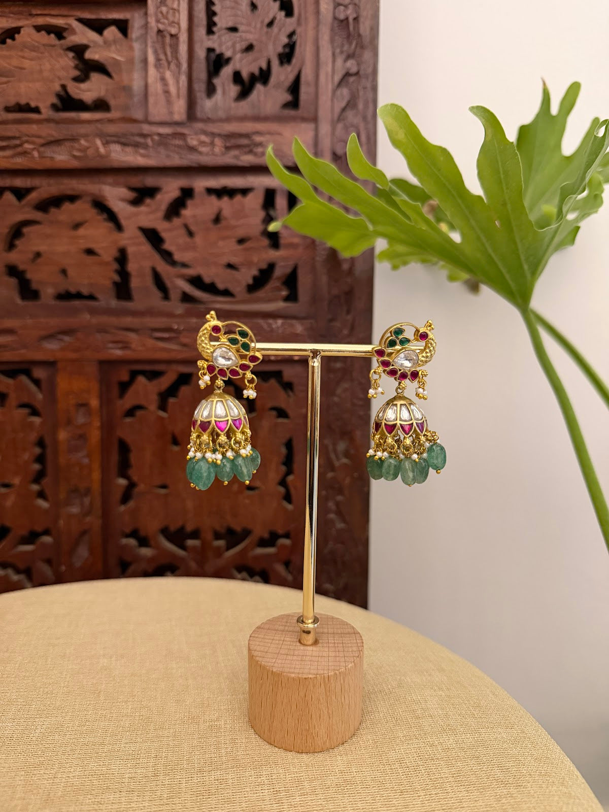 Multicolor Floral Jadau Kundan Jhumkas | ER409