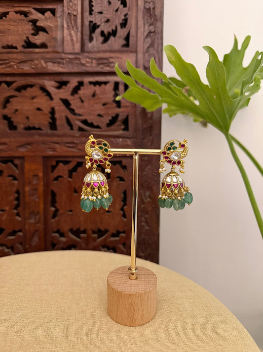 Multicolor Floral Jadau Kundan Jhumkas | ER409
