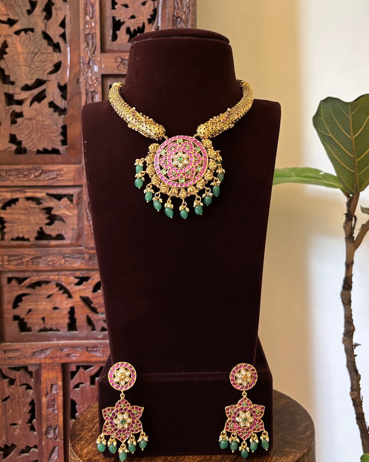 2 in 1 Jadau Kundan Antique Finish Kanti Necklace Set | NC756