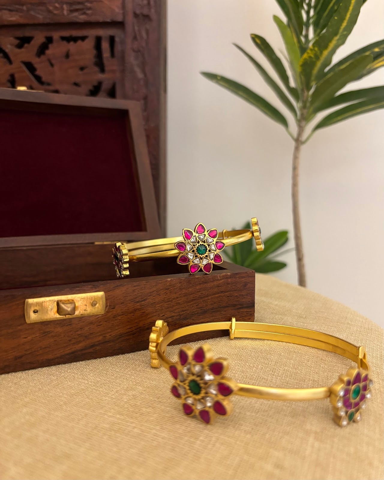 Floral Jadau Kundan Armlets AR009 view 2
