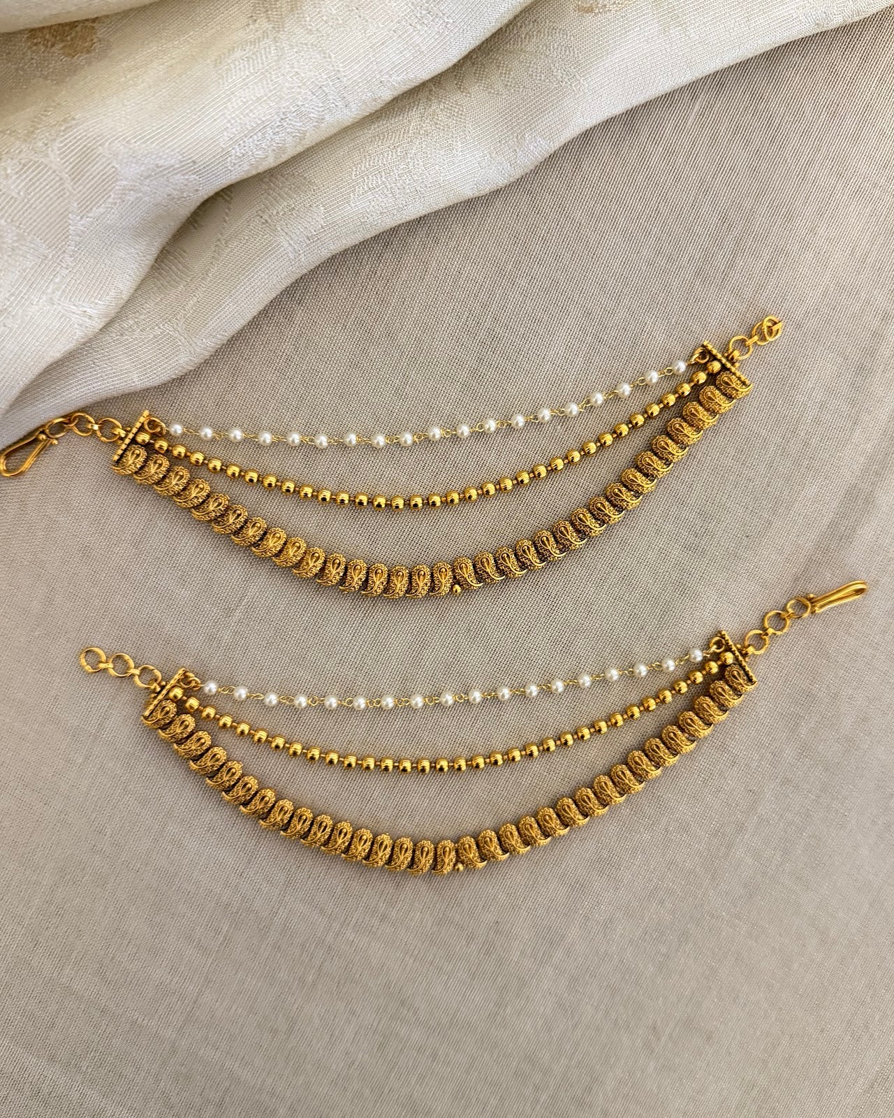 Gold Finish Three-Layer Ear Chain EC204