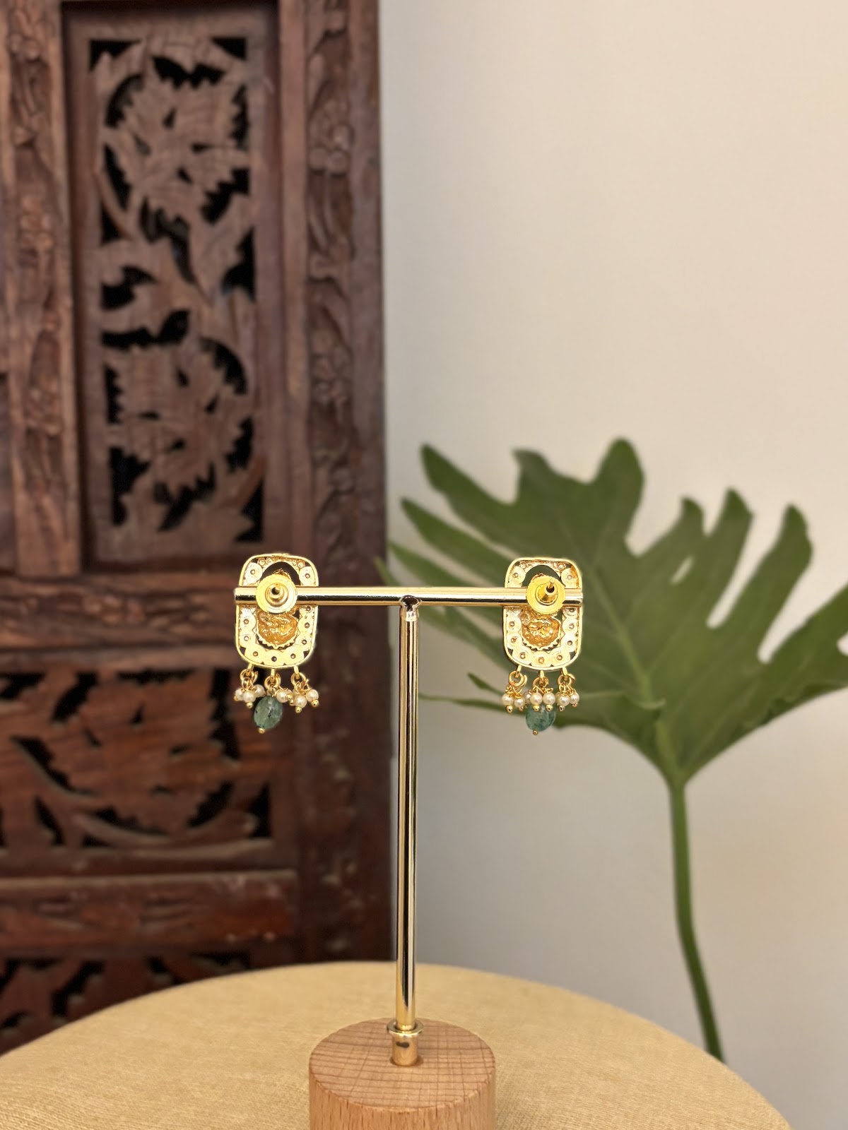 Statement White Jadau Kundan Lakshmi Jhumkas | Handmade Gold Plated | ER430
