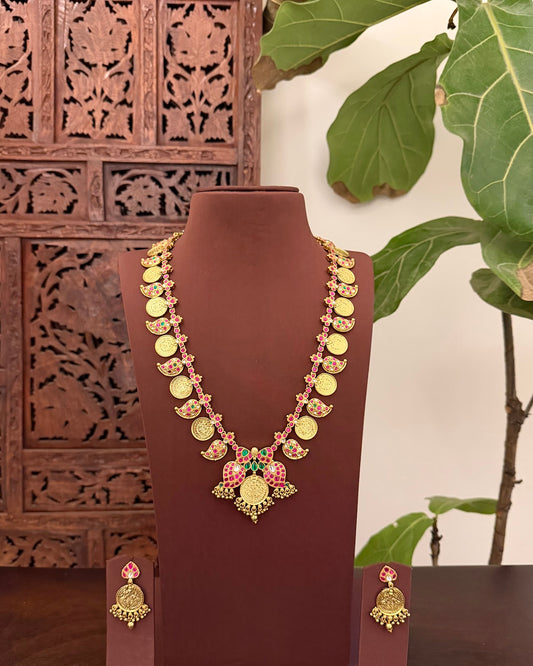 Kundan Nakshi Kaasu Mango Haram with Earrings | Handmade Gold Plated | NC893