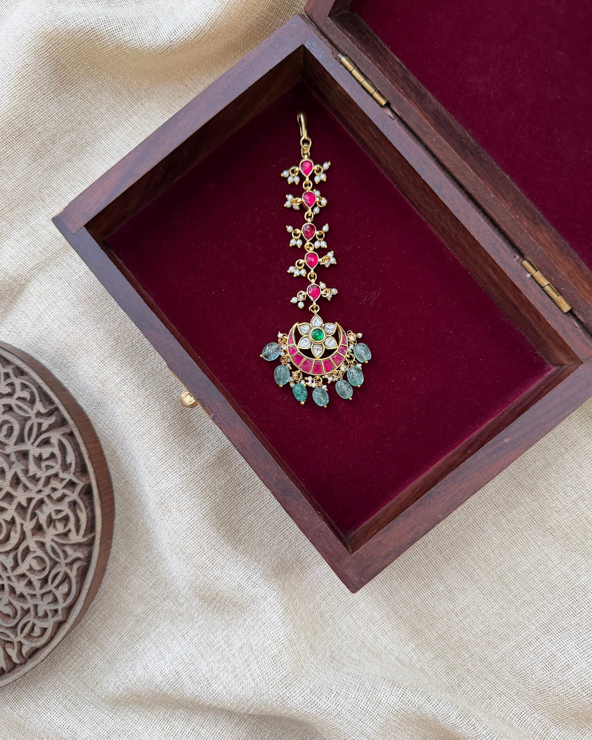 Jadau Bridal Kundan Maang Tikka | Handmade Gold Plated | MT375