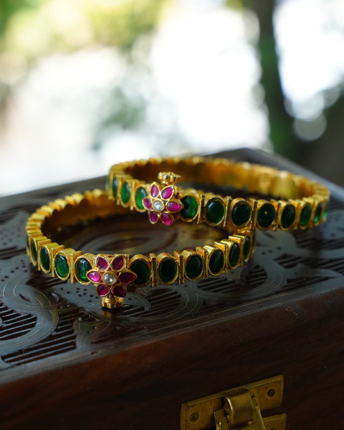 Minimal Jadau Kundan Green Kada Bangle | BA154 | BA155 | BA156