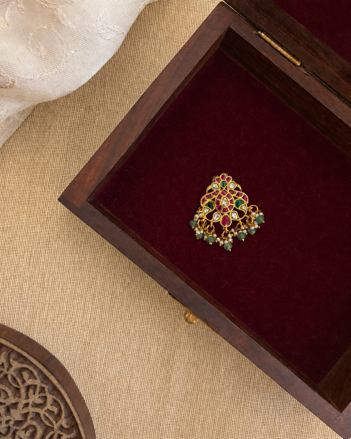 Peacock Jadau Kundan Locket | Handmade Gold Plated | HA370