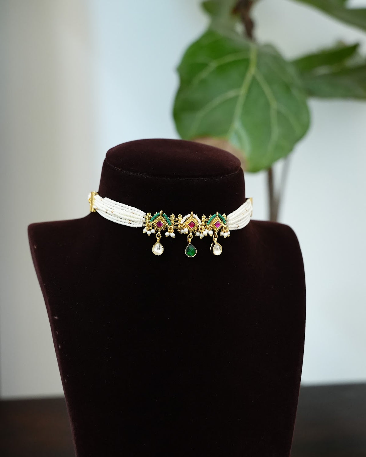 Kundan Pearls Minimal Choker with Earrings | Kids | Handmade Gold Plated | NC902