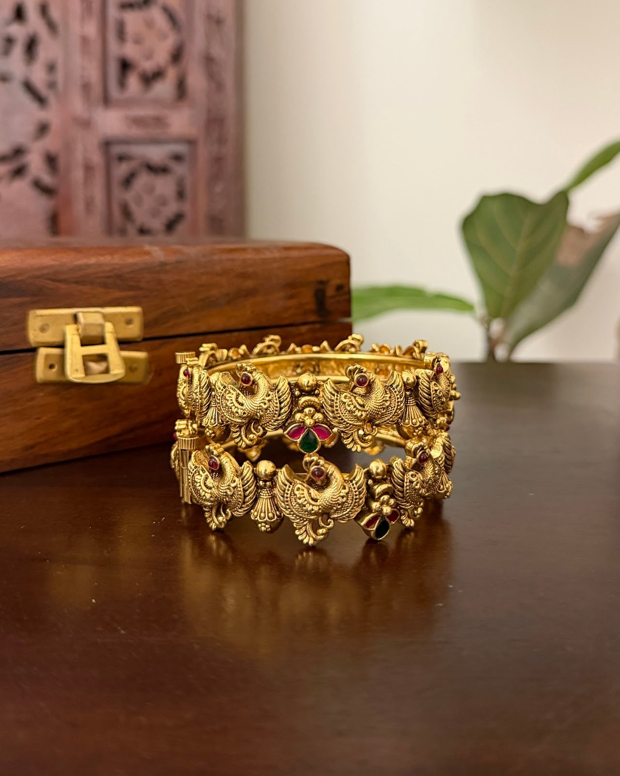 Jadau Kundan Antique Kada Bangles with Floral Pendant | BA124 | BA125 | BA126