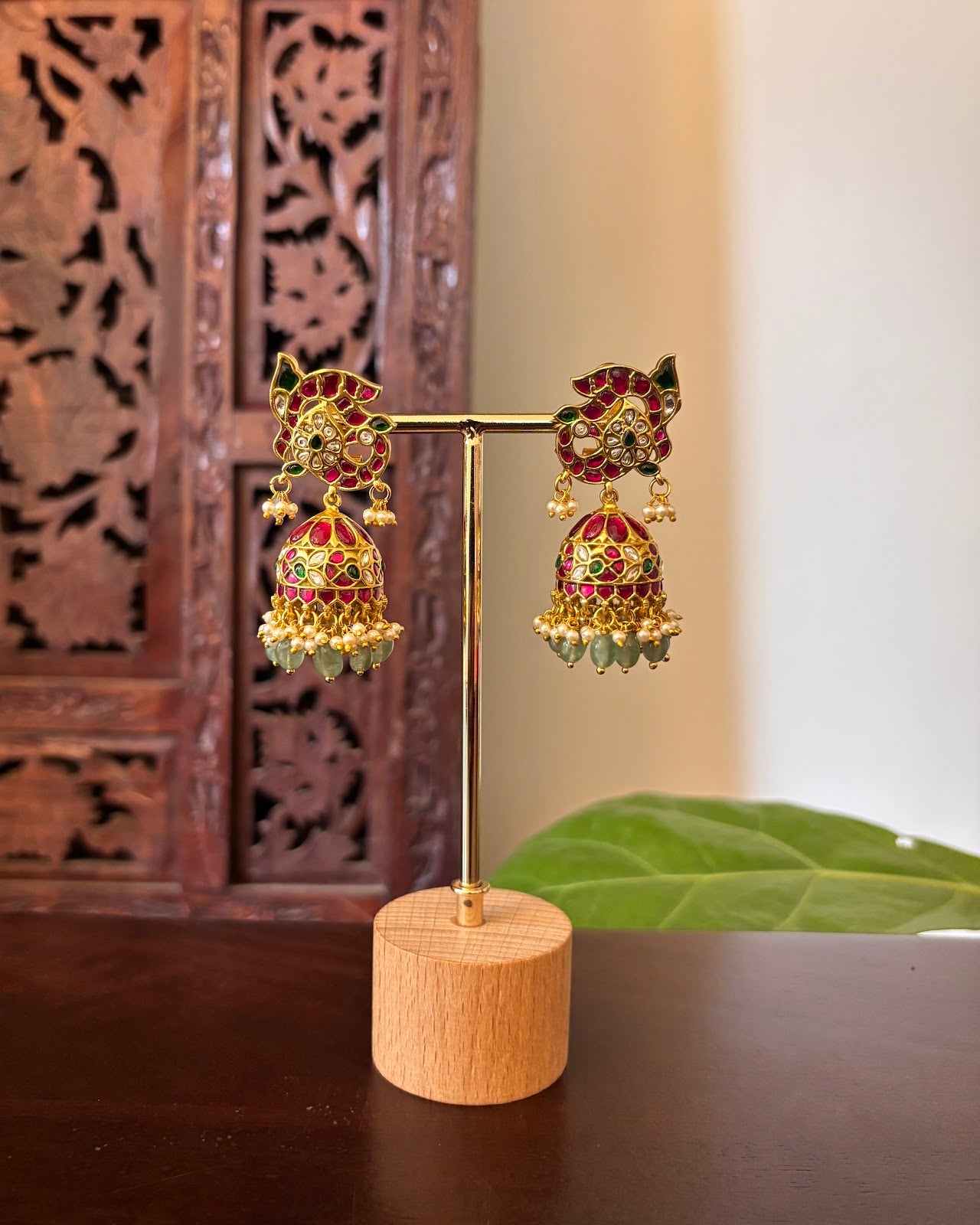 Peacock Multicolour Traditional Jhumkas | Handmade Gold-Plated Earrings | ER490