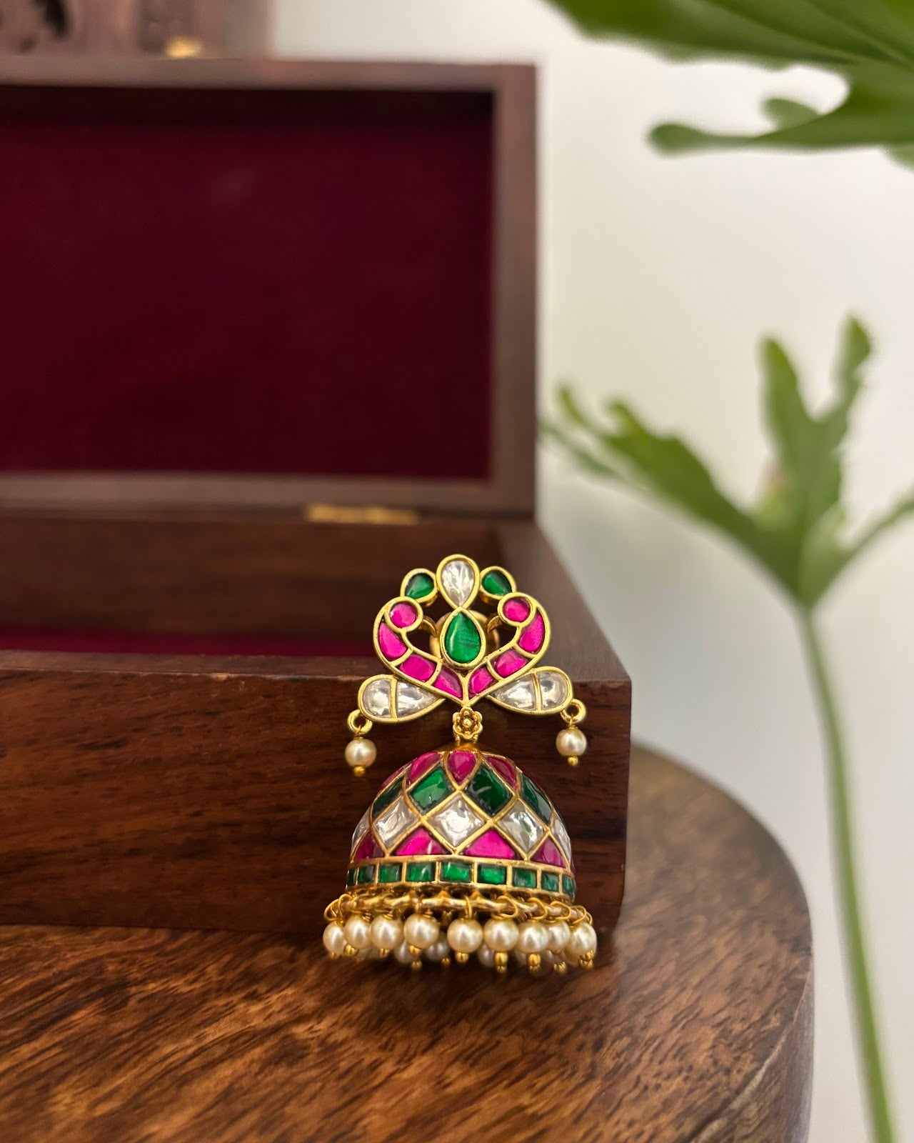 Multicolor Floral Jadau Kundan Jhumkas | ER407