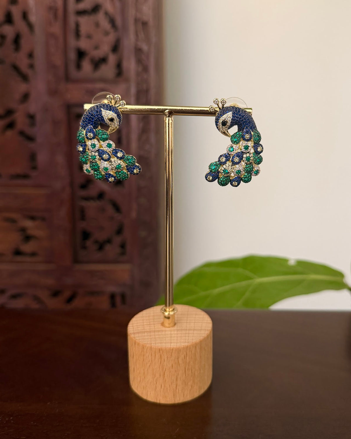 Royal Peacock Kanti Choker with Earrings – Blue & Green | Handmade Gold Plated | NC875