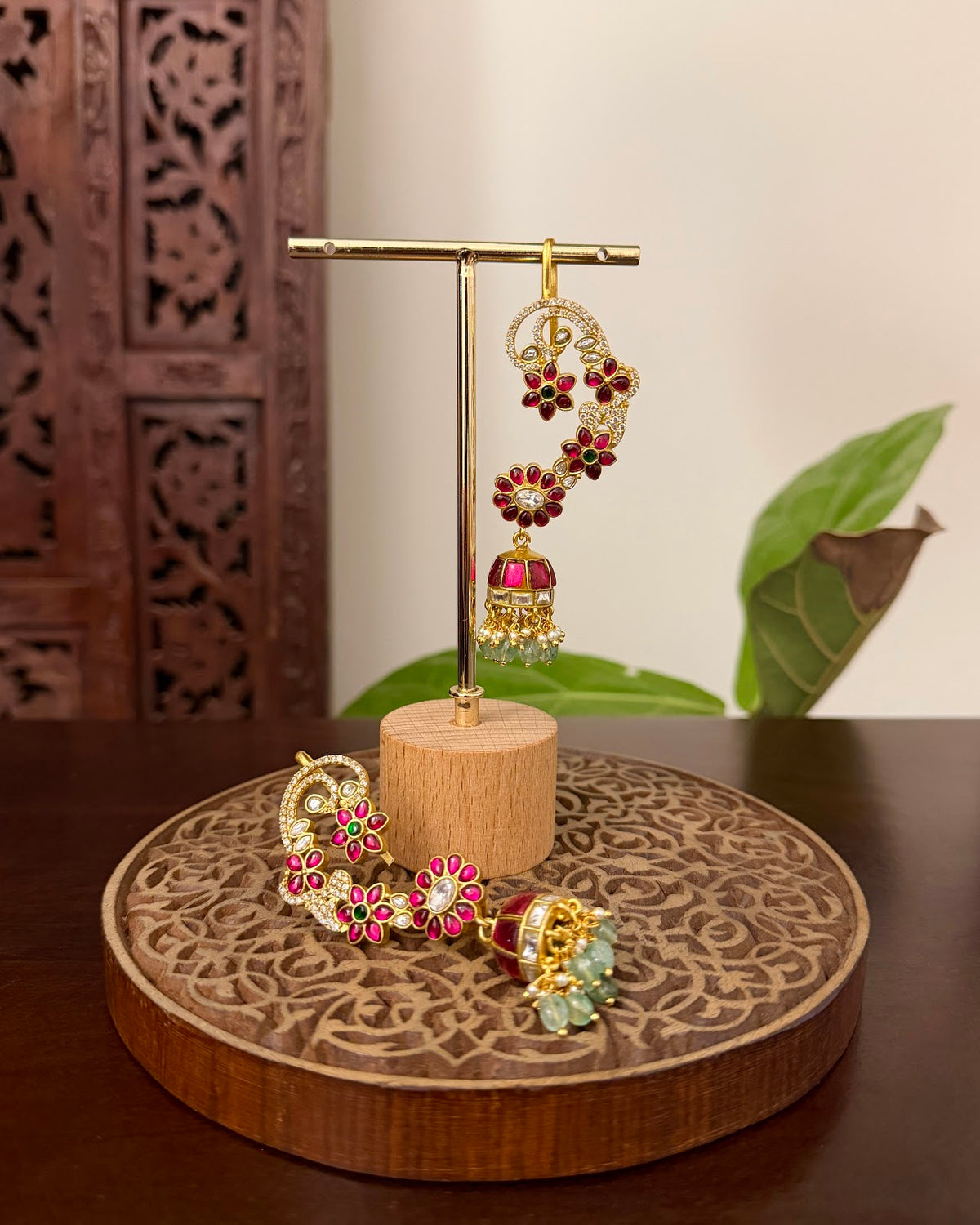Multicolour Peacock Kundan Jhumkas – Regal Statement Design | Handmade Gold Plated | ER498