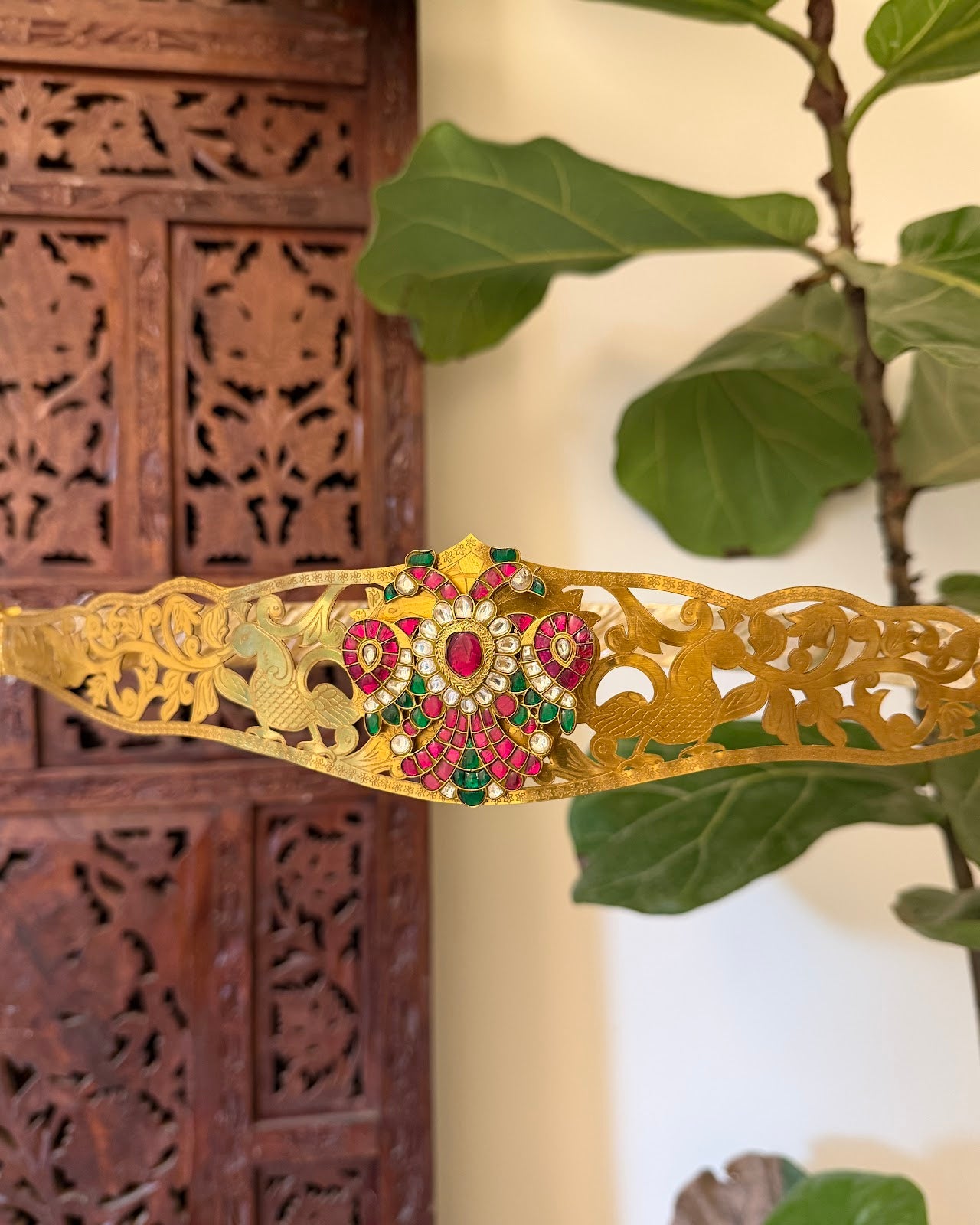 Gandaperunda Antique Hipbelt - Multicolor | Handmade Gold Plated | WB045