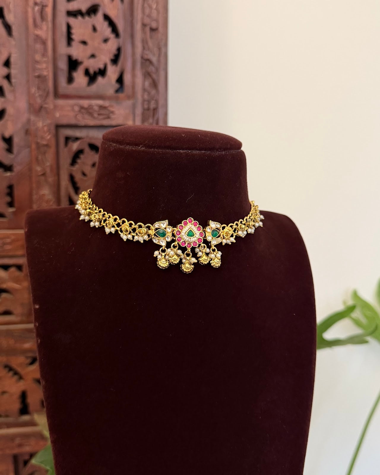 Kundan Chain Choker with Earrings NC696