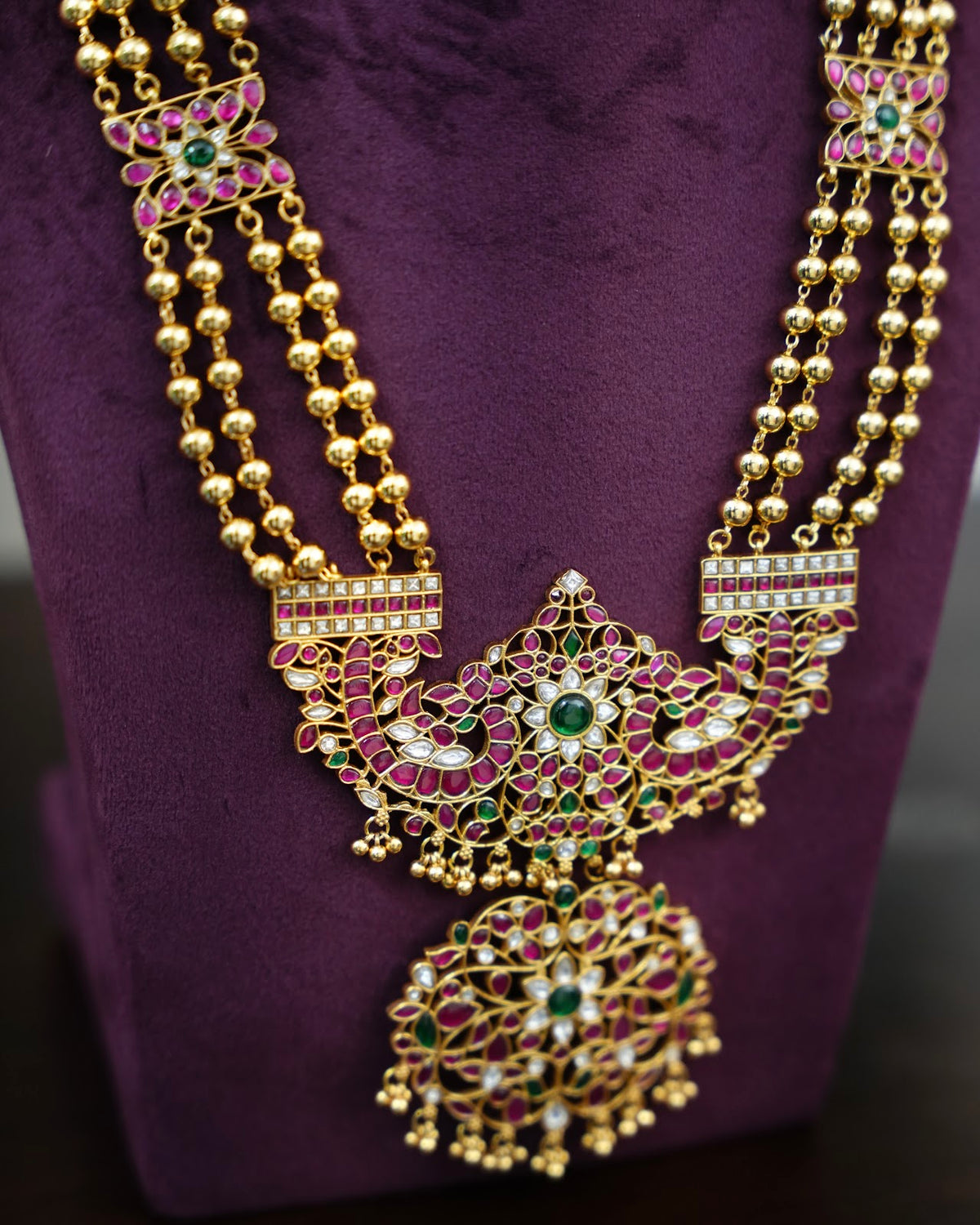 Traditional Antique Kundan Kanthi Rani Haram Necklace | Handmade Gold Plated | NC952