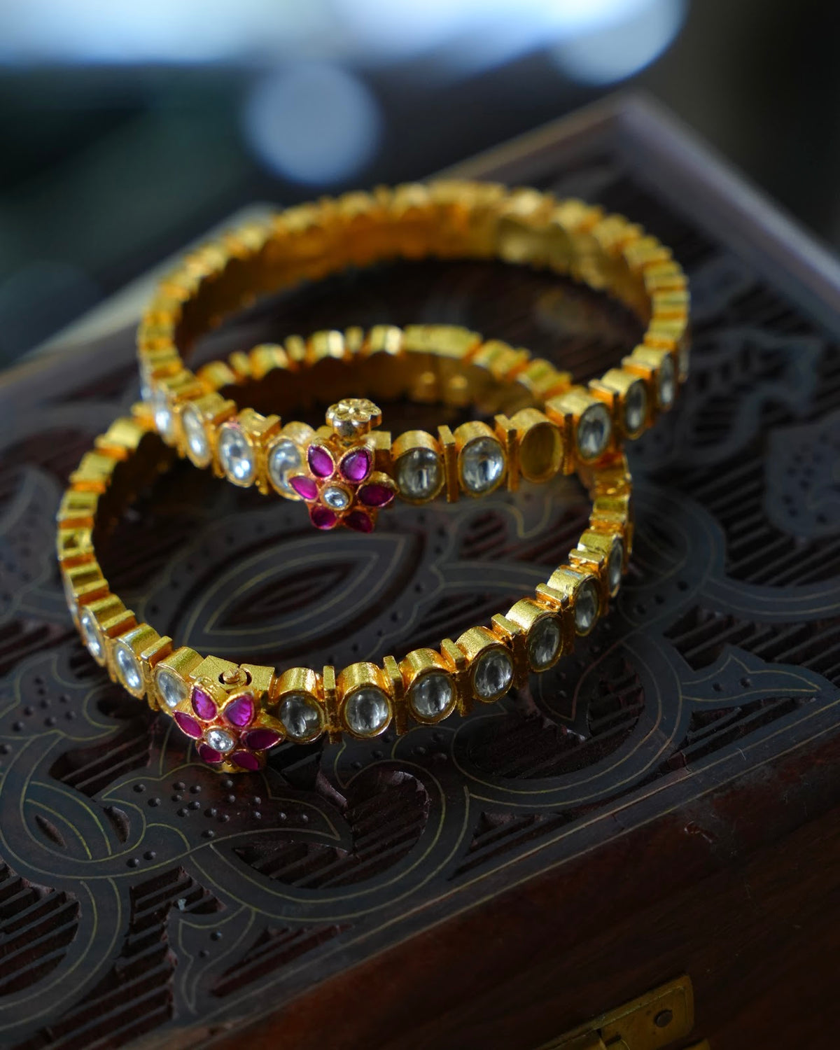 Minimal Jadau Kundan White Kada Bangle | BA157 | BA158 | BA159
