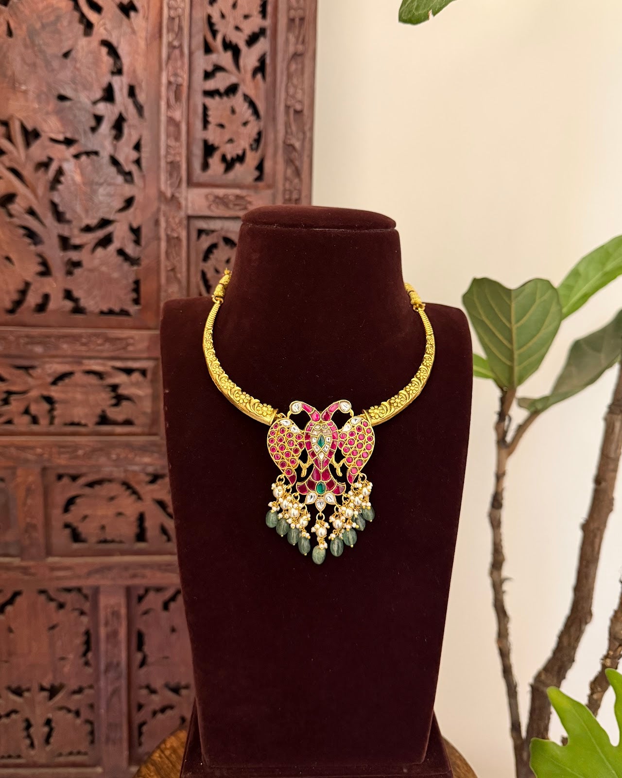 Gandaberunda Hasli Jadau Kundan Necklace | Handmade Gold Plated | NC766