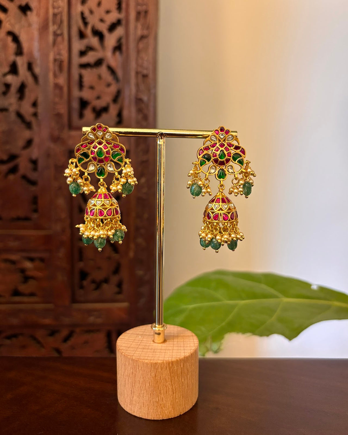 Floral Multicolor Jadau Kundan Earrings | Handmade Gold Plated | ER477