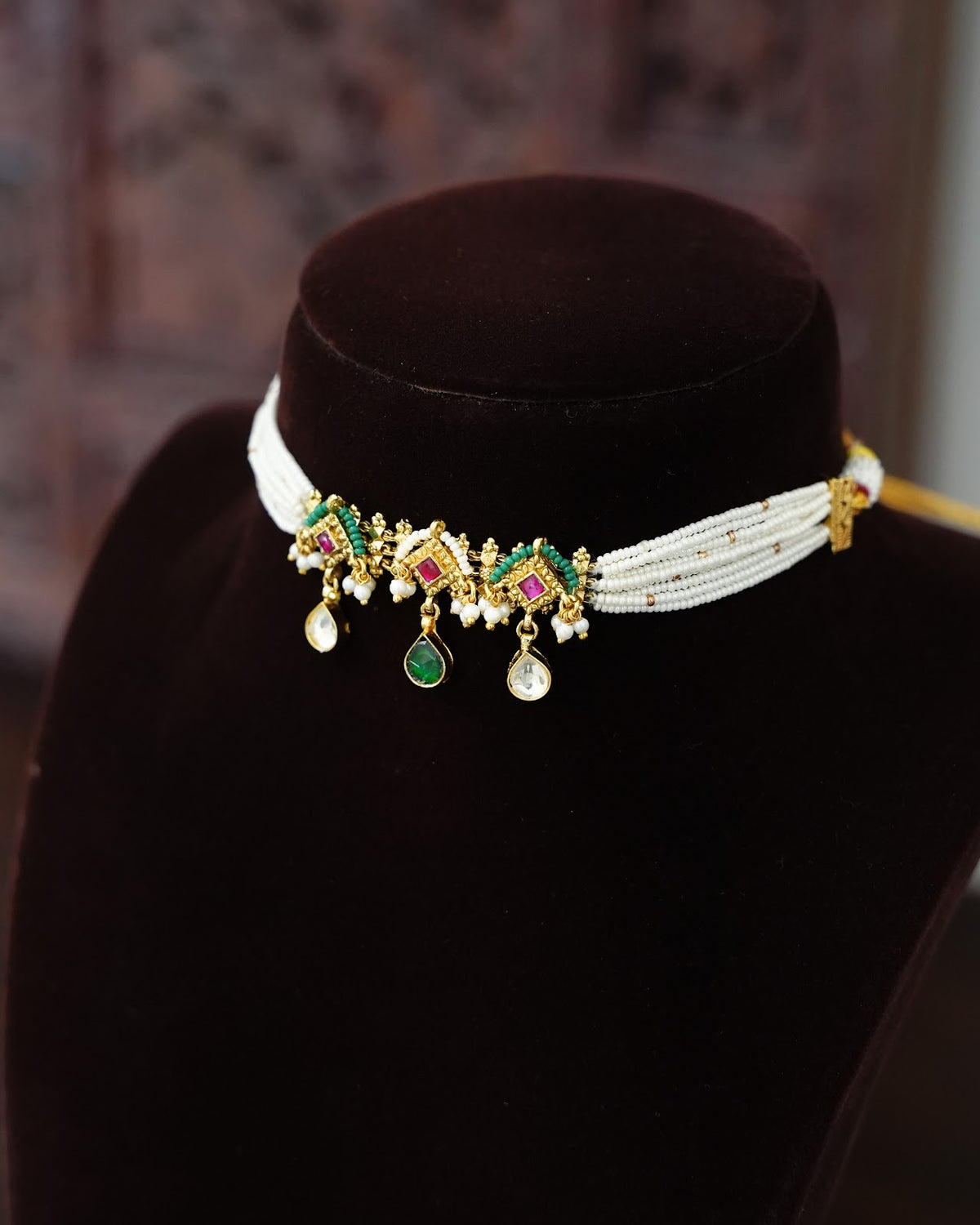 Kundan Pearls Minimal Choker with Earrings | Kids | Handmade Gold Plated | NC902