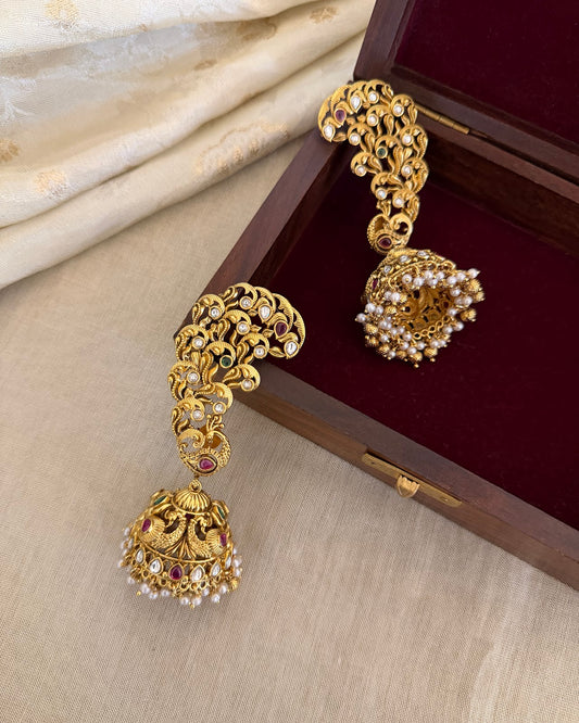 Regal Floral Kundan Ear Cuff Jhumkas ER403