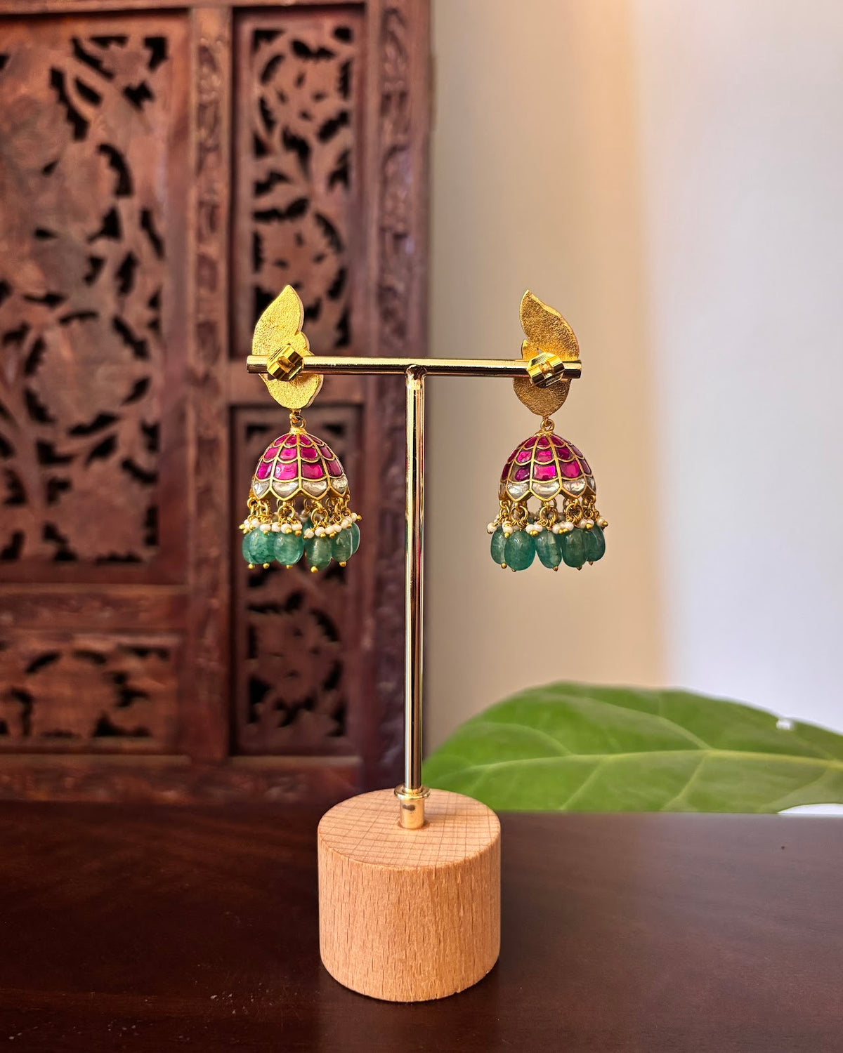 Royal Peacock Multicolor Jadau Kundan Jhumkas | Handmade Gold Plated | ER482