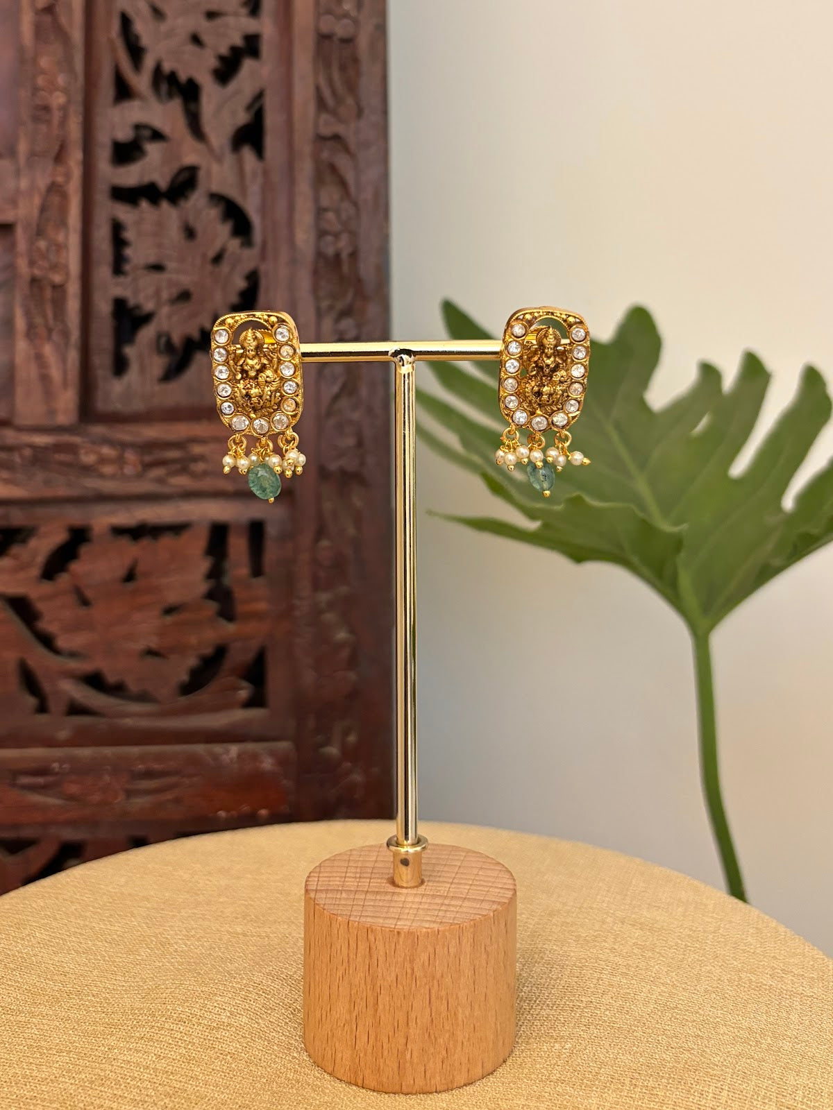 Statement White Jadau Kundan Lakshmi Jhumkas | Handmade Gold Plated | ER430