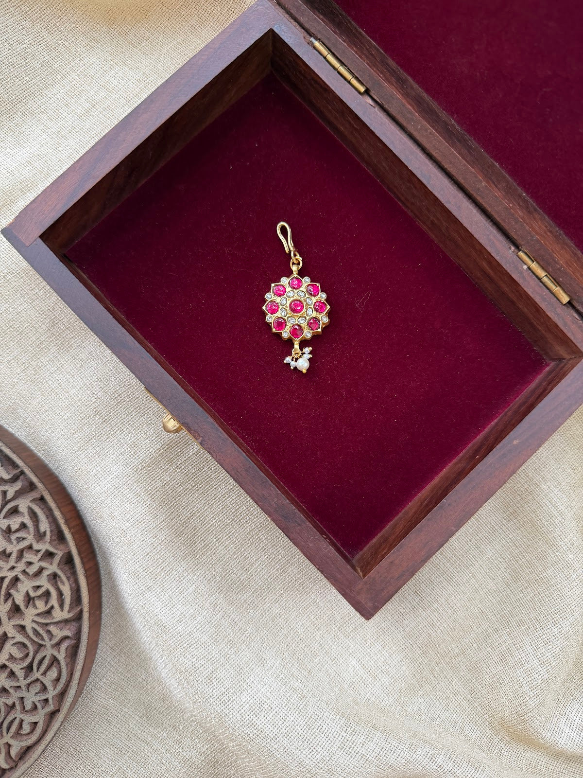 Floral Jadau Maang Tikka | Multi Colour | Handmade Gold Plated | MT382