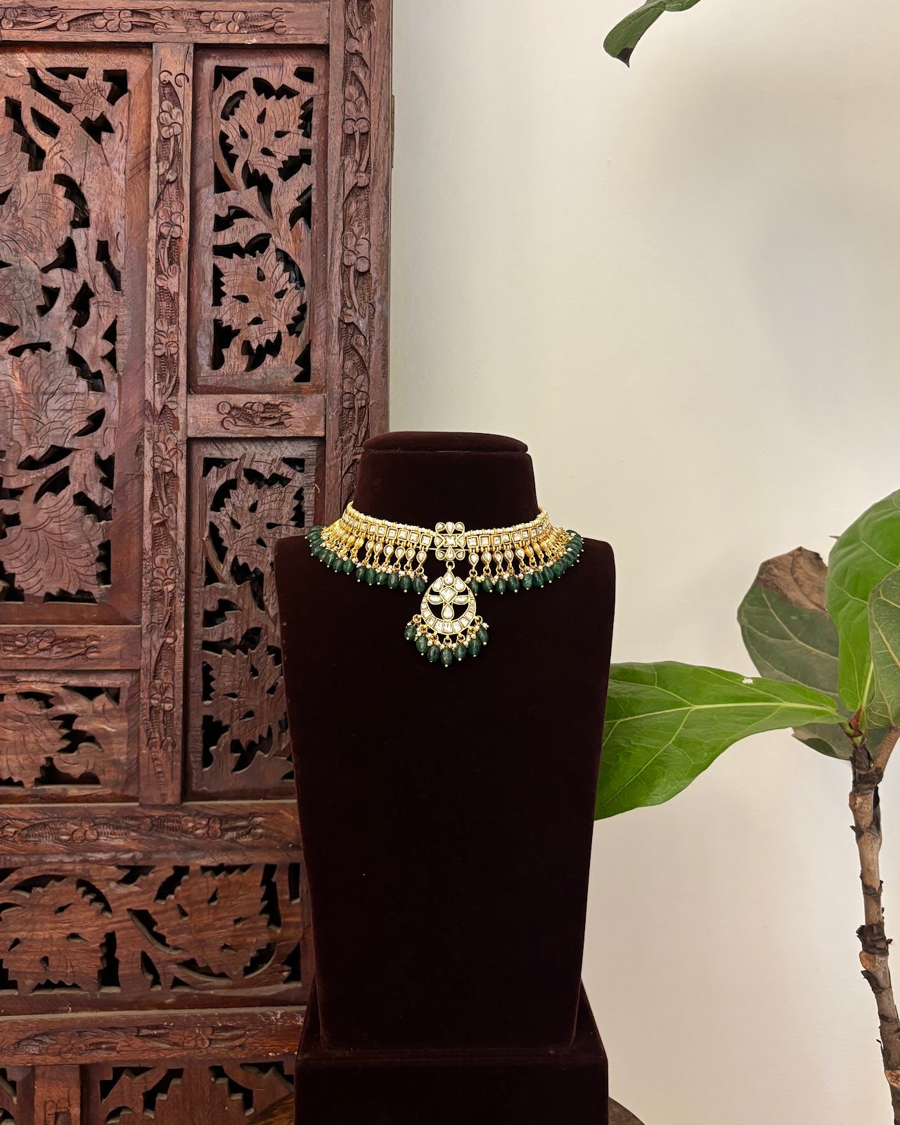 Jadau Kundan Statement Choker Necklace | White | Handmade Gold Plated | NC773