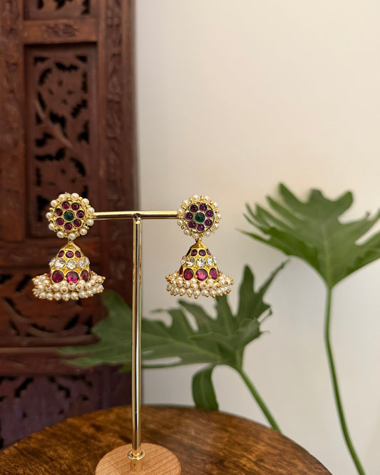 Vintage Impon Classic Jhumkas Multicolor ER395