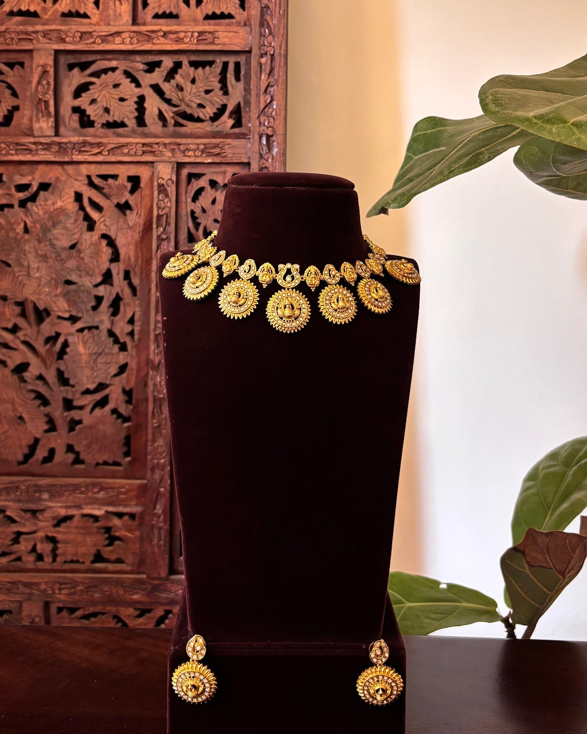 Antique White Kundan Peacock Necklace Set | Handcrafted Heritage Jewellery | NC870