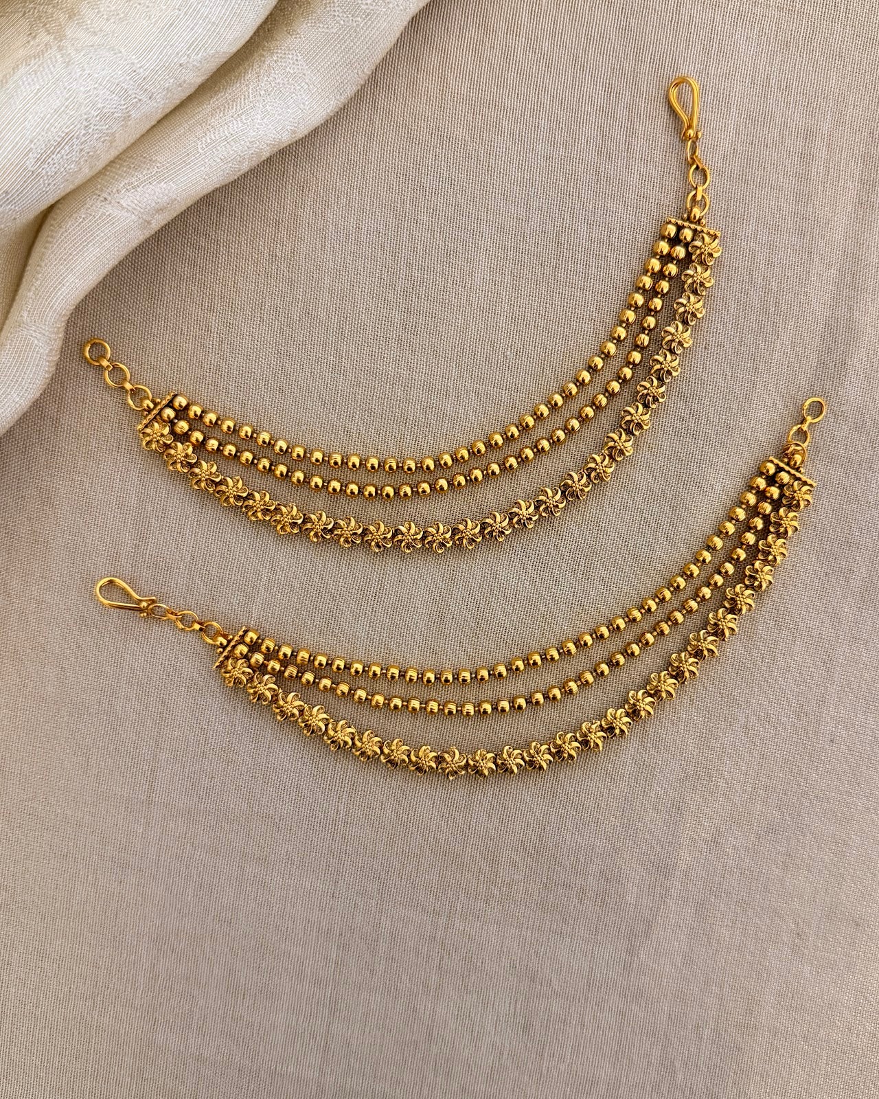 Heritage Gold Plated Three-Layer Ear Chain EC200