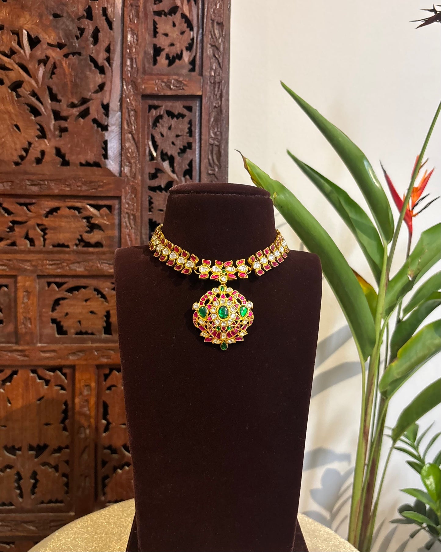 4 in 1 Multi-Color Floral Kundan Choker | Handmade Gold Plated | NC207