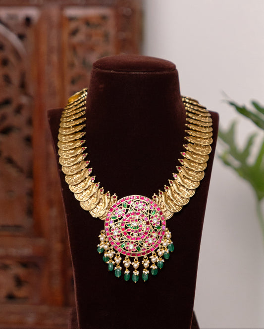 Heritage Kaasu Haram with Royal Peacock Pendant  | NC609