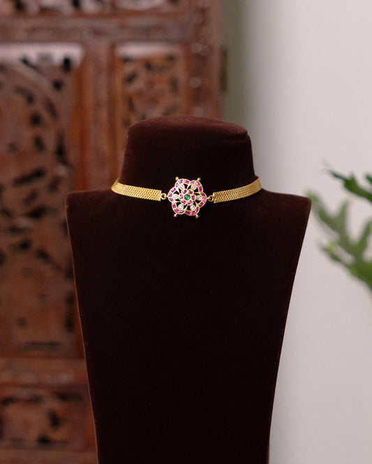 2 in 1 Kundan Chain Choker Floral Design | Handmade Gold Plated | NC624