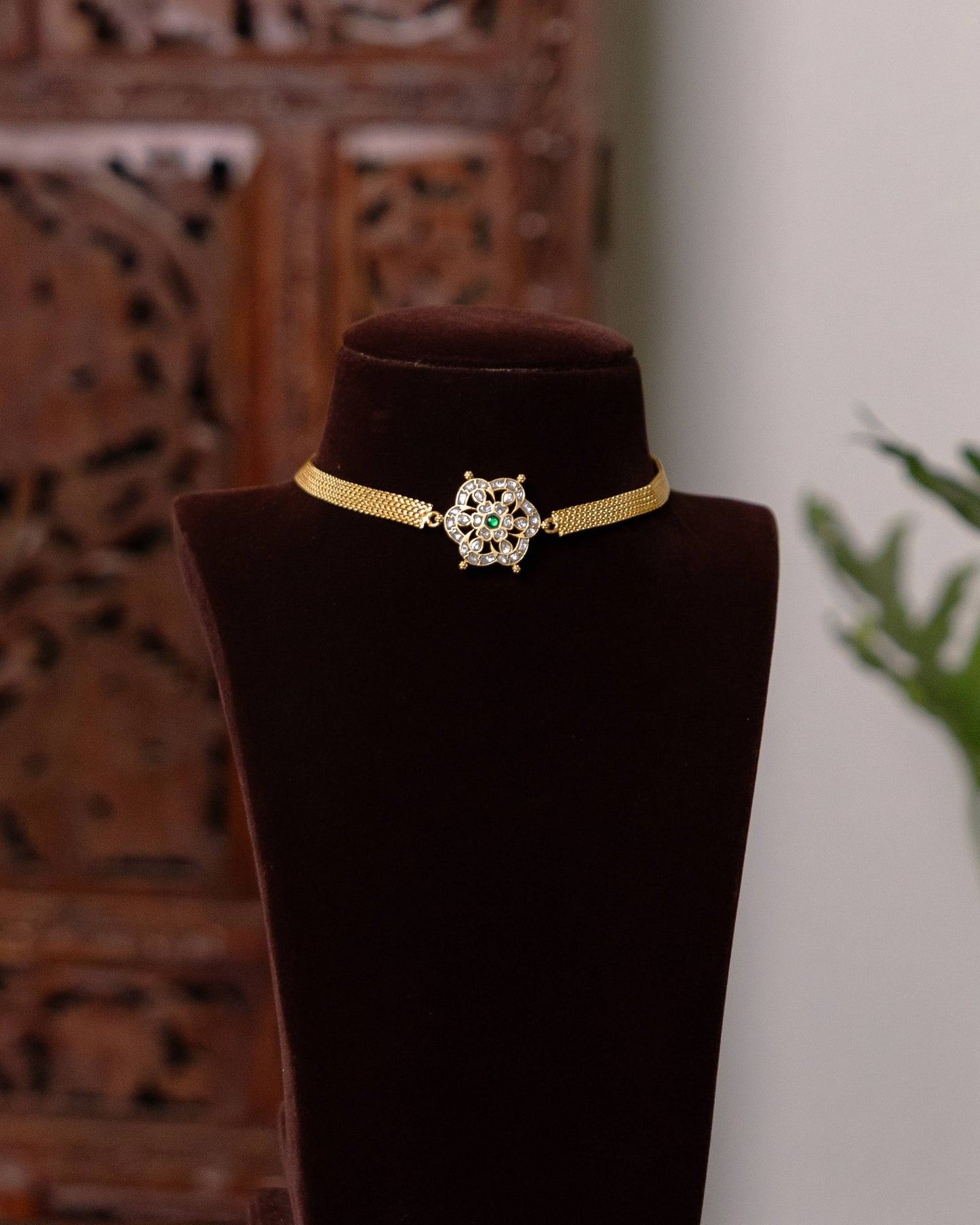 2 in 1 Kundan Chain Choker Floral Design | Handmade Gold Plated | NC624