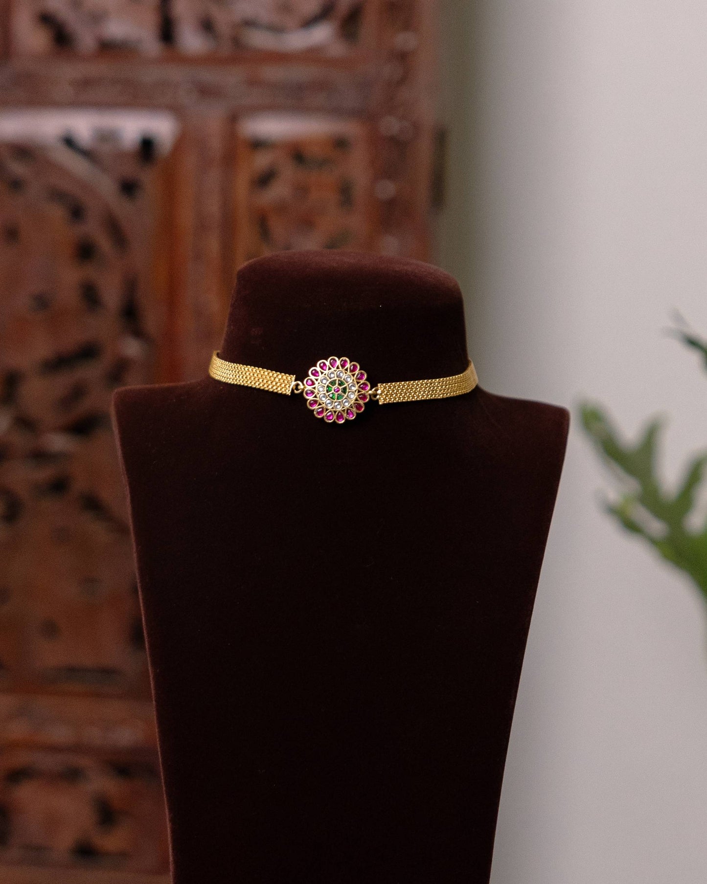 2 in 1 Kundan Chain Choker Floral Design | Handmade Gold Plated | NC625