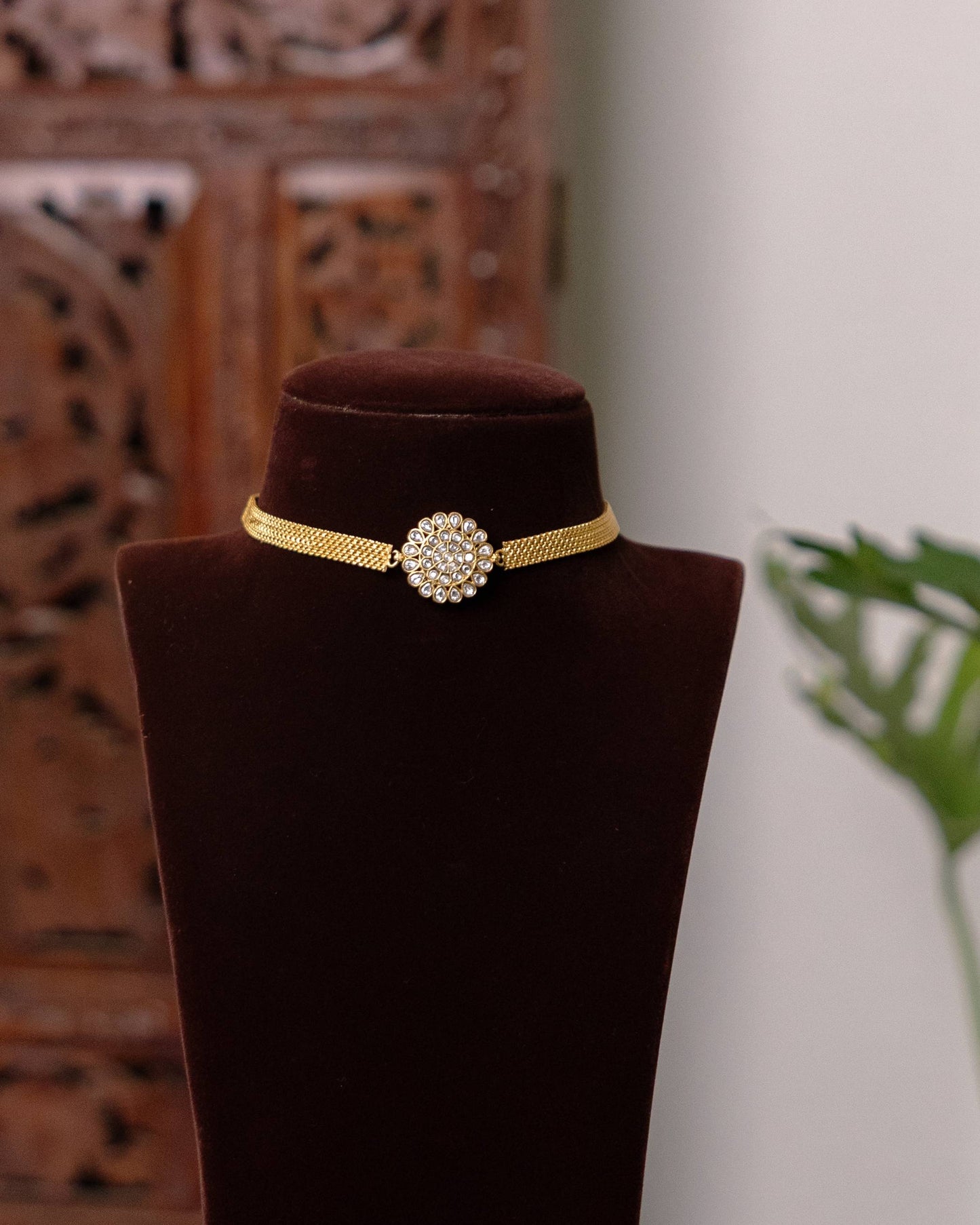 2 in 1 Kundan Chain Choker Floral Design | Handmade Gold Plated | NC625