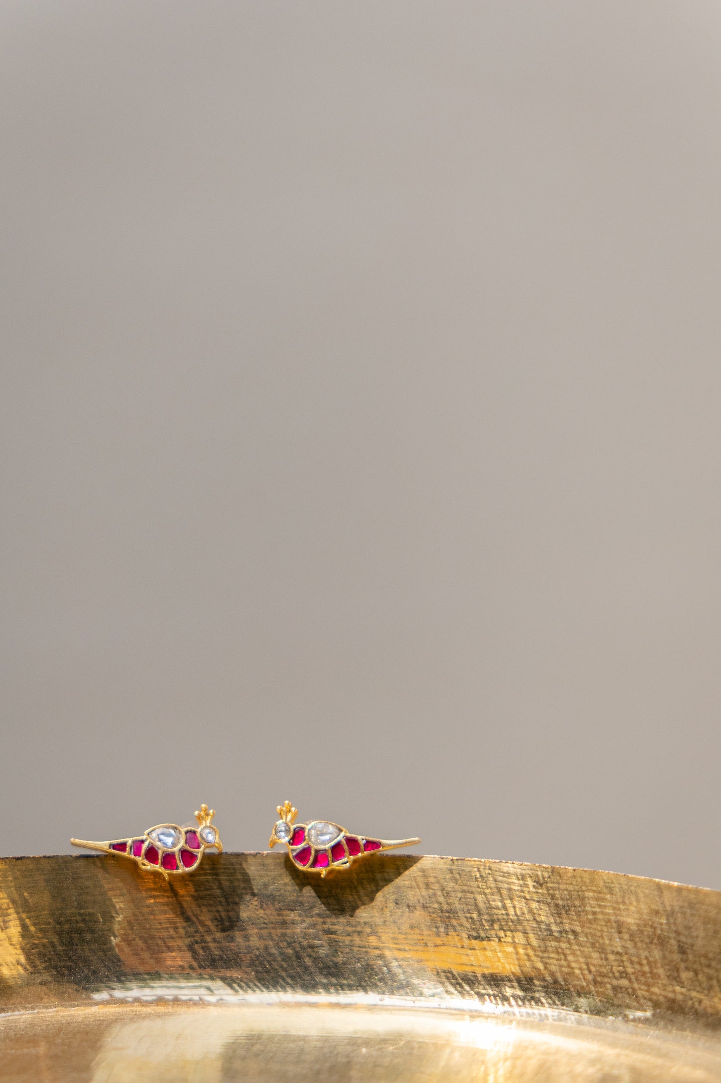 Parrot Ruby Floral Stud Earrings | ER344